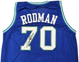 DALLAS MAVERICKS DENNIS RODMAN AUTOGRAPHED SIGNED BLUE JERSEY JSA STOCK #215729