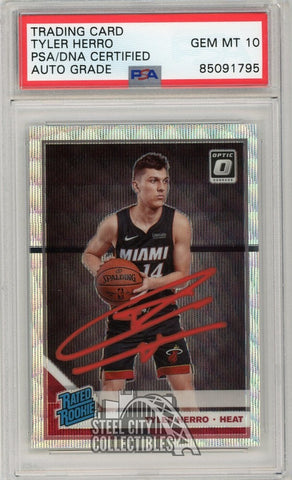 Tyler Herro 2019-20 Panini Optic Fanatics Auto Rookie Card #172 PSA/DNA 10 (Red)