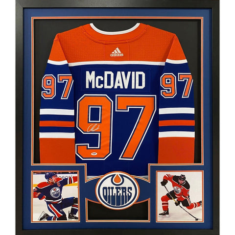 Connor McDavid Autographed Signed Framed Edmonton Oilers Jersey PSA/DNA