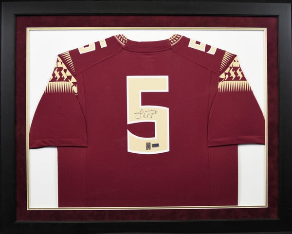 JAMEIS WINSTON SIGNED FLORIDA STATE SEMINOLES #5 NIKE FRAMED JERSEY COA