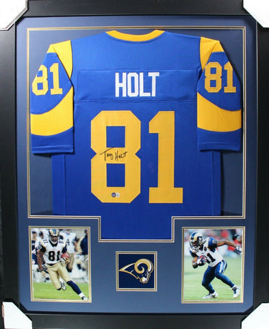 TORRY HOLT (Rams throwback TOWER) Signed Autographed Framed Jersey Beckett