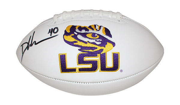 Devin White Signed LSU Tigers White Logo Football Beckett 40584