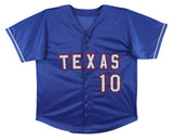 Michael Young Signed Texas Rangers Blue Jersey (Beckett) 7xAll Star Shortstop