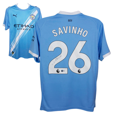 Savinho Signed Manchester City FC Home Soccer Jersey #26 with Beckett COA