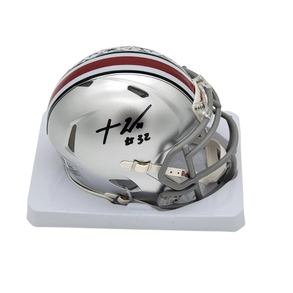 TreVeyon Henderson Autographed Ohio State Mini Helmet Beckett Authenticated