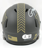 Lawrence Taylor Signed New York Giants Salute 25 Speed Mini Helmet Beckett WHolo