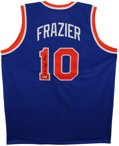 Walt Frazier Authentic Signed Blue Pro Style Jersey Autographed BAS Witnessed