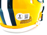 JOSH JACOBS AUTOGRAPHED PACKERS YELLOW SPEED MINI HELMET BECKETT WITNESS 230063