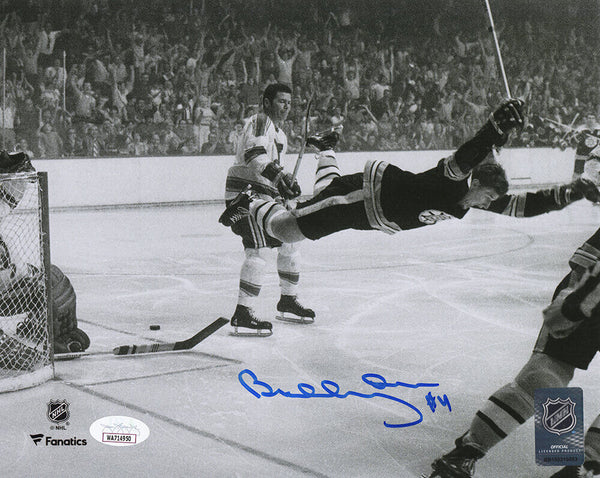 Bobby Orr Signed Boston Bruins Flying Action 8x10 Photo - (JSA COA)