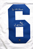 Nate Newton Autographed White Pro Style Jersey w/3x SB Champs- Prova *Silver