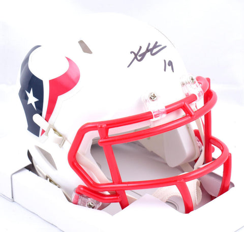 Xavier Hutchinson Autographed Texans Flat White Speed Mini Helmet-Beckett W Holo