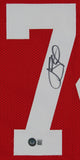 Joe Staley Authentic Signed Red Pro Style Framed Jersey BAS Witnessed