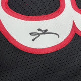 Framed Autographed/Signed Allen Iverson 35x39 Black Stat Jersey JSA COA