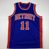Autographed/Signed Isiah Thomas Detroit Blue Jersey Beckett BAS COA