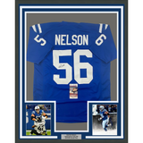 Framed Autographed/Signed Quenton Nelson 33x42 Indianapolis Blue Jersey JSA COA