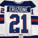 Signed Mike Eruzione White Team Miracle On Ice 1980 Jersey JSA COA
