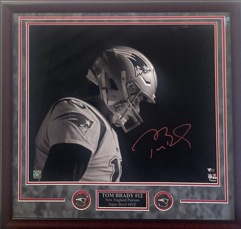 Tom Brady Patriots Signed 20x24 Photo Framed Suede MINT Red Autograph Fanatics