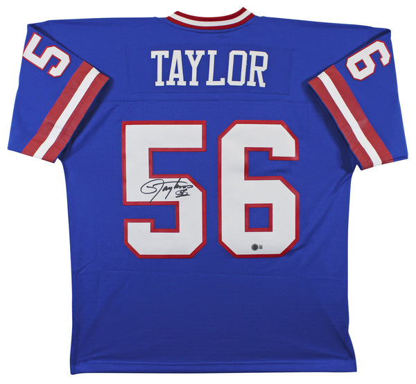 Giants Lawrence Taylor Signed 1986 Blue M&N TB Jersey BAS Witnessed #2W424447