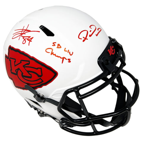 Patrick Mahomes Travis Kelce Dual Signed SB LIV Champs Insc Authentic Helmet BAS