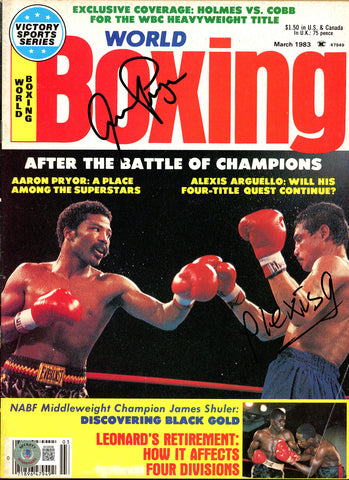 Alexis Arguello & Aaron Pryor Autographed World Boxing Magazine Beckett #BH29298