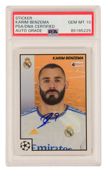 Karim Benzema Signed 2021-22 Topps Merlin 97 UCL Orange /5 - PSA 10 Autograph