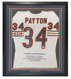 Walter Payton Autographed & Inscribed Career Achievements Framed Jersey WPF COA