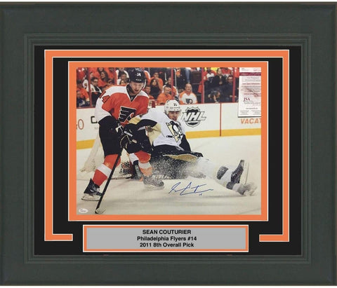 FRAMED Autographed SEAN COUTURIER Flyers Vs Malkin 16x20 Photo JSA COA
