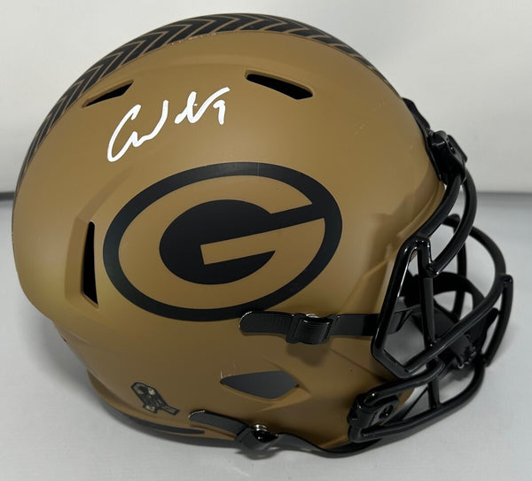 Packers CHRISTIAN WATSON Signed Full Size 2023 SALUTE Replica Speed Helmet AUTO