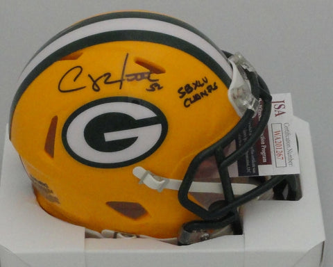 Packers CLAY MATTHEWS Signed Riddell Speed Mini Helmet AUTO w/ SB Champs - JSA