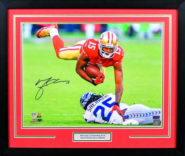 MICHAEL CRABTREE AUTOGRAPHED SAN FRANCISCO 49ERS 16x20 FRAMED PHOTO COA