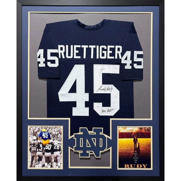 Rudy Ruettiger Autographed Signed Framed Movie Notre Dame ND Jersey JSA