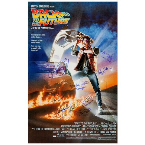 Michael J. Fox and Cast Autographed 1985 Back to the Future 27x39 Movie Poster