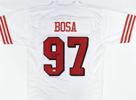 Nick Bosa Autographed White Pro Style Jersey - Beckett W *Black