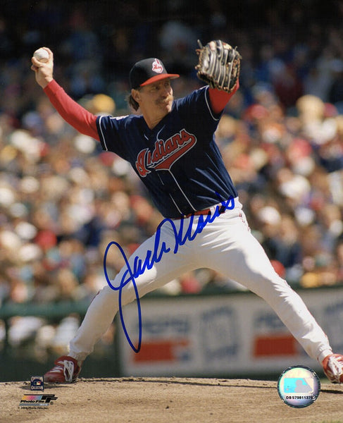 Jack Morris Signed Cleveland Indians Pitching 8x10 Photo - (SCHWARTZ COA)