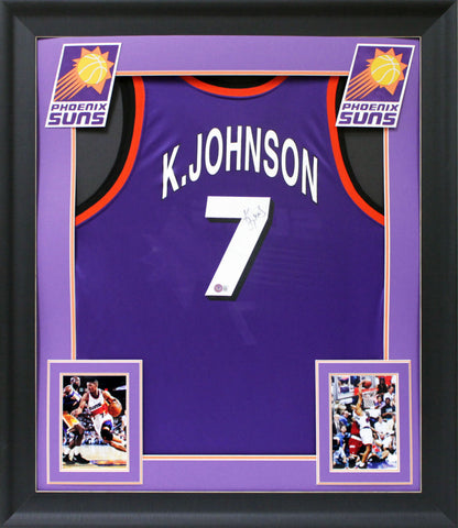 Suns Kevin Johnson Authentic Signed Purple Champion Framed Jersey BAS #BJ084499
