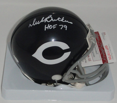 Bears DICK BUTKUS Signed Riddell VSR4 THROWBACK Mini Helmet AUTO w/ HOF '79"-JSA