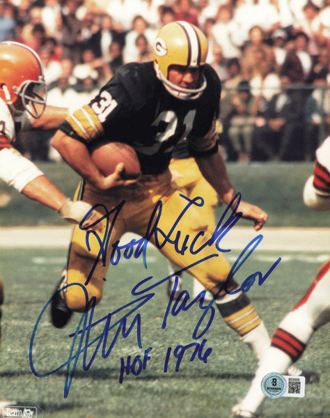 Jim Taylor Autographed 8x10 Photo Packers Good Luck HOF 1976 Beckett QR #BS32005