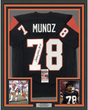 Framed Autographed/Signed Anthony Munoz 33x42 Cincinnati Black Jersey JSA COA