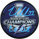 Victor Hedman Autographed Tampa Bay Lightning 20 SC Champ Puck Fanatics 53819