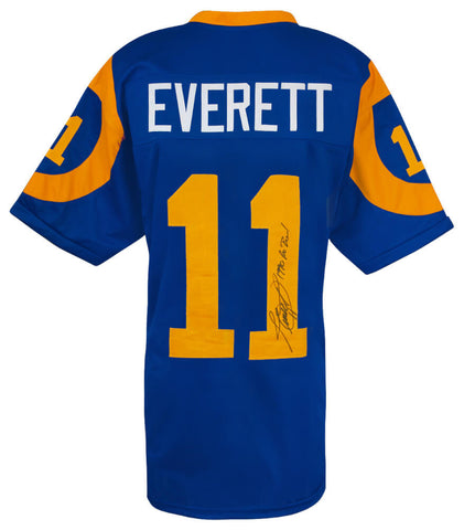 Jim Everett (RAMS) Signed Blue T/B Custom Football Jersey w/Pro Bowl - (SS COA)