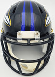 JUSTIN TUCKER AUTOGRAPHED BALTIMORE RAVENS BLACK SPEED MINI HELMET JSA 232734