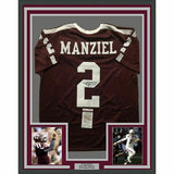 FRAMED Autographed/Signed JOHNNY MANZIEL 33x42 Texas A&M Maroon Jersey JSA COA