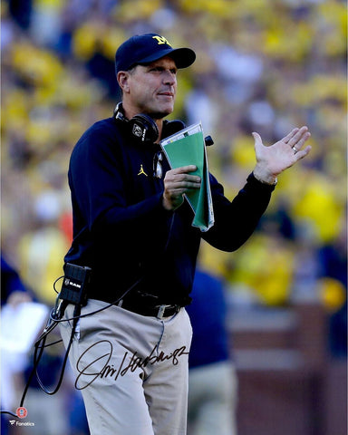 Jim Harbaugh Wolverines Signed 16x20 Clapping Photo - Fanatics