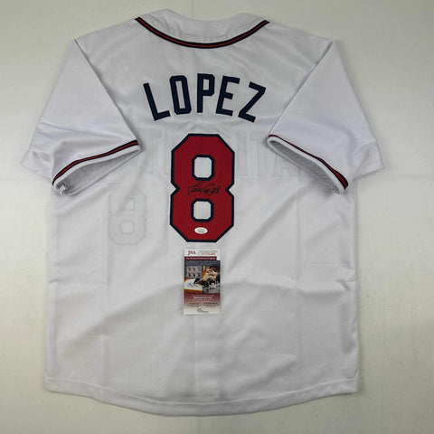 Autographed/Signed Javy Lopez Atlanta White Baseball Jersey JSA COA