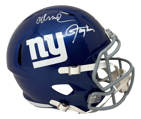 Lawrence Taylor Abdul Carter Signed New York Giants FS Replica Speed Helmet BAS