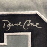 FRAMED Autographed/Signed DAVID CONE 35x39 New York Grey Jersey JSA COA