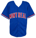 Moises Alou (EXPOS) Signed Blue Throwback Custom Baseball Jersey -(SCHWARTZ COA)