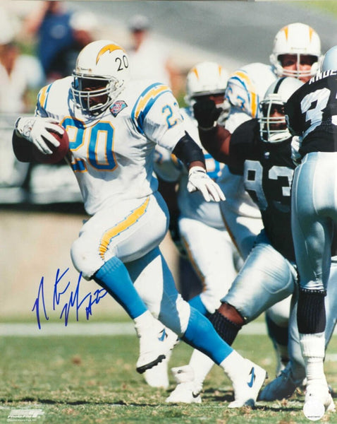 Natrone Means Signed Chargers White Jersey Action 16x20 Photo - (SCHWARTZ COA)