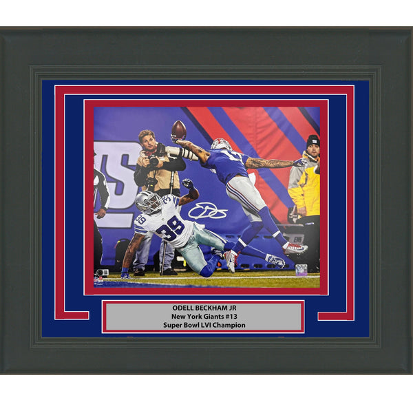 Framed Autographed/Signed Odell Beckham Jr. The Catch Giants 16x20 Photo BAS COA