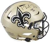 Saints Derek Carr & Michael Thomas Signed Speed Flex Full Size Helmet BAS Wit